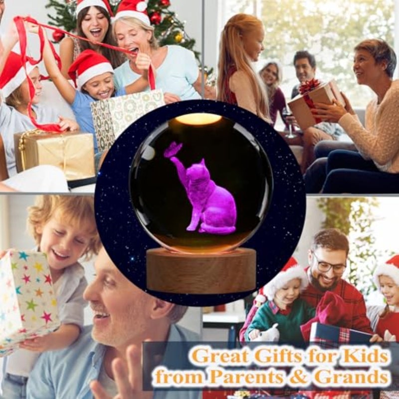 Night Light, Themed Gifts for Girls, K 3.1 Inch 80mm Crystal Ball Night Light with 1 s Remote Upgraded Lamp for Birthday Xmas Cool Figurines Sympathy Gifts for Room Decor Girls - Image 5