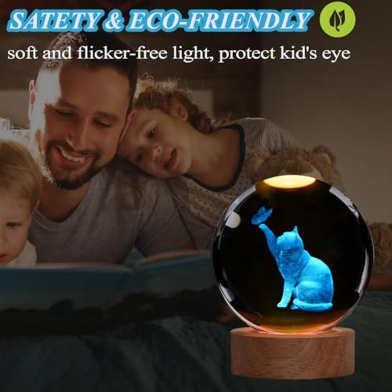 Night Light, Themed Gifts for Girls, K 3.1 Inch 80mm Crystal Ball Night Light with 1 s Remote Upgraded Lamp for Birthday Xmas Cool Figurines Sympathy Gifts for Room Decor Girls - Image 4