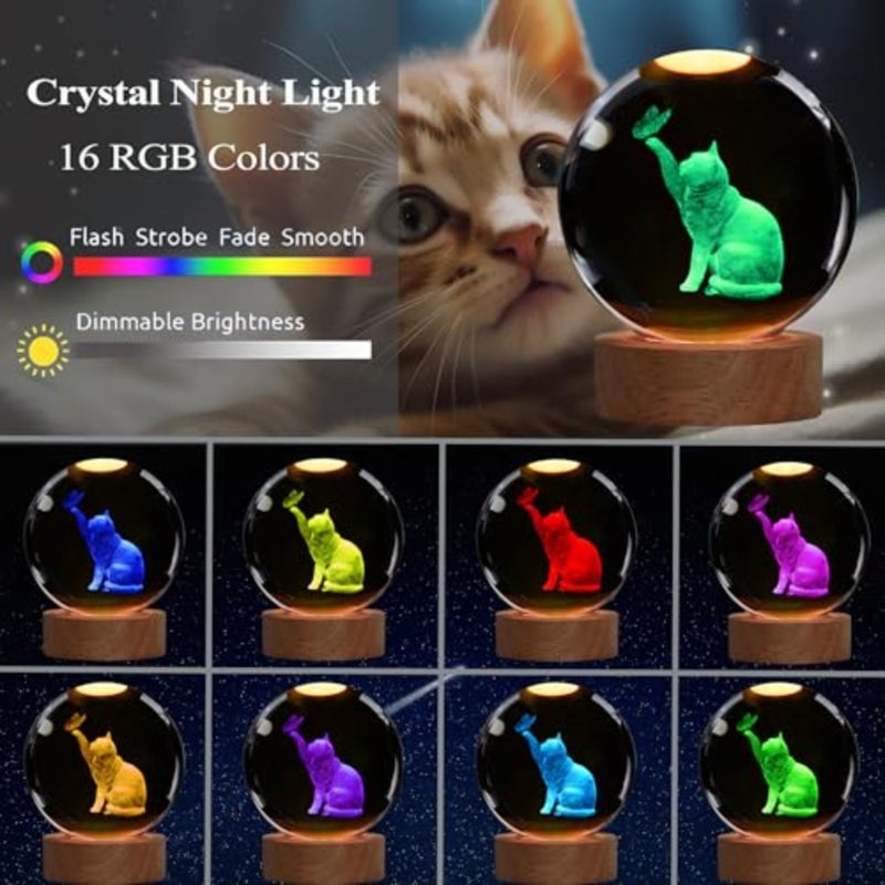 Night Light, Themed Gifts for Girls, K 3.1 Inch 80mm Crystal Ball Night Light with 1 s Remote Upgraded Lamp for Birthday Xmas Cool Figurines Sympathy Gifts for Room Decor Girls - Image 2