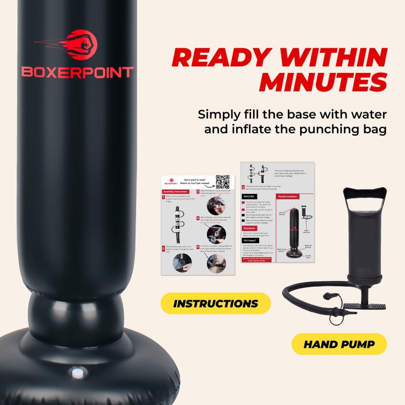 Boxerpoint Inflatable Punching Bag for Kids – 63 Inch Kids Boxing Bag with Stand – Free Standing Punching Bag Kids – Boxing Equipment for Kids - Image 3