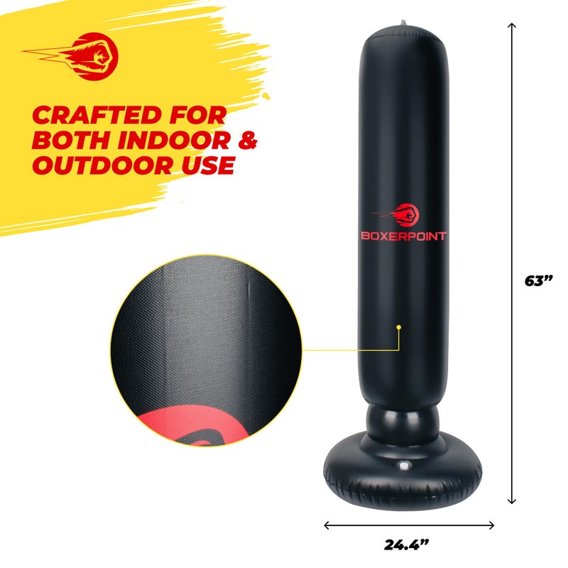 Boxerpoint Inflatable Punching Bag for Kids – 63 Inch Kids Boxing Bag with Stand – Free Standing Punching Bag Kids – Boxing Equipment for Kids - Image 5