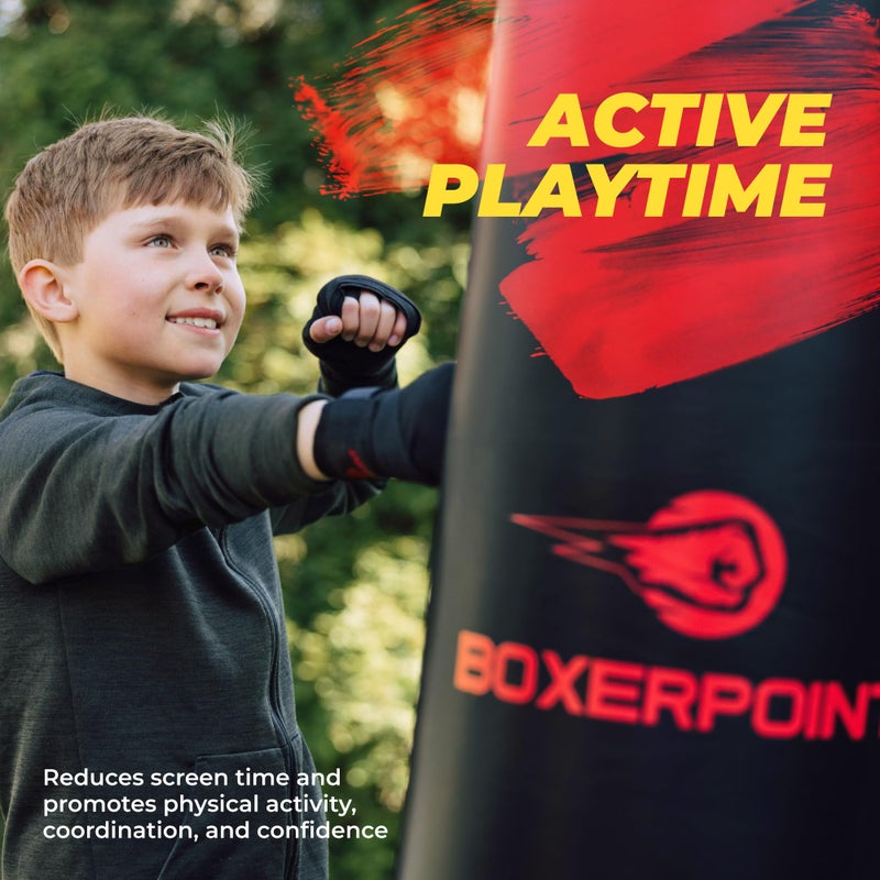 Boxerpoint Inflatable Punching Bag for Kids – 63 Inch Kids Boxing Bag with Stand – Free Standing Punching Bag Kids – Boxing Equipment for Kids - Image 2
