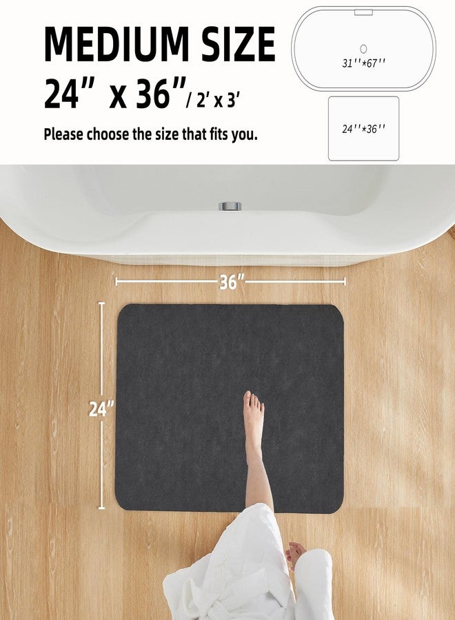TYUU Bath Mat, Bathroom Rugs Non Slip Washable Thin Absorbent Quick Dry Bath Mat Fits Under Door Bathroom Floor Mat Perfect for Bath, Shower, or Sink 24"x36" Dark Grey - Image 2