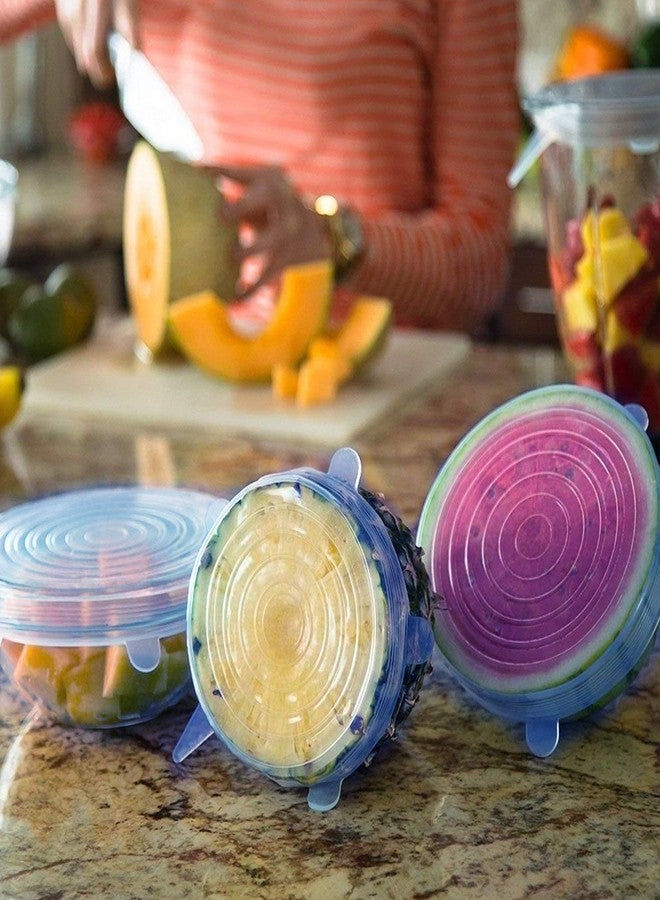 Nicolette Silicone Stretch Lids,Set of 6 Multi Size Reusable Silicone Lids Food and Bowl Covers,Dishwasher and Freezer Safe (Color May Vary) - Image 5