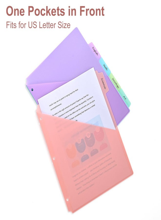 XRUNMIX 5 Tabs Dividers with Pockets for 3 Ring Binder, 5 Counts Binder Dividers for US Letter Size, Binder Dividers with Tabs for School Office and Home Organization, 5 Pastel Color (1) - Image 4