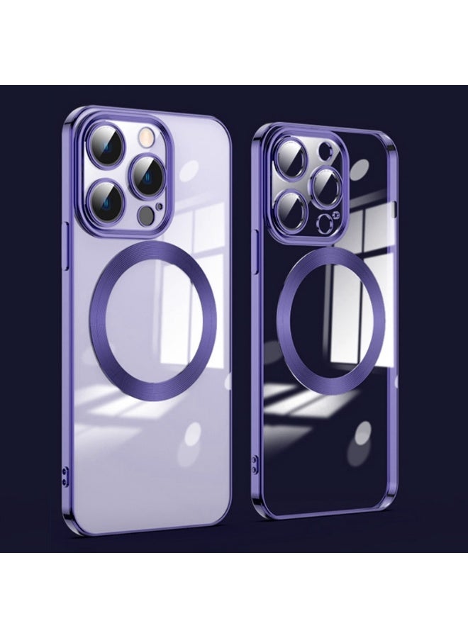 Lens Protector Mag-Safe Electroplated Phone Case For iPhone 14 Pro Max  (Deep Purple) - Image 1