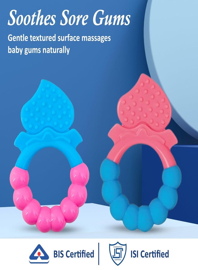 MamaLaps Soft Silicone Baby Teether, Silicone BPA Free Teethers for Newborn Infant, Teething Toy for Babies with Textured Surface for Soothing Gums (Pack of 2, Ribb Heart) - Image 2