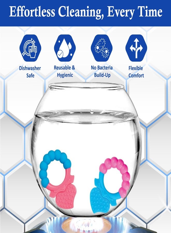 MamaLaps Soft Silicone Baby Teether, Silicone BPA Free Teethers for Newborn Infant, Teething Toy for Babies with Textured Surface for Soothing Gums (Pack of 2, Ribb Heart) - Image 3