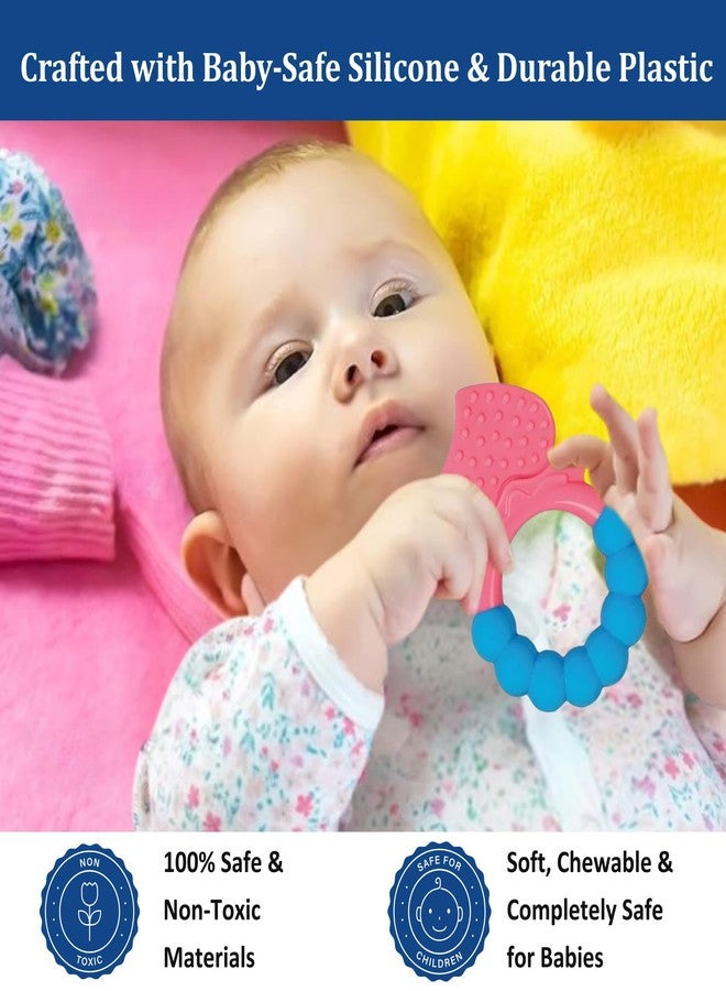 MamaLaps Soft Silicone Baby Teether, Silicone BPA Free Teethers for Newborn Infant, Teething Toy for Babies with Textured Surface for Soothing Gums (Pack of 2, Ribb Heart) - Image 5