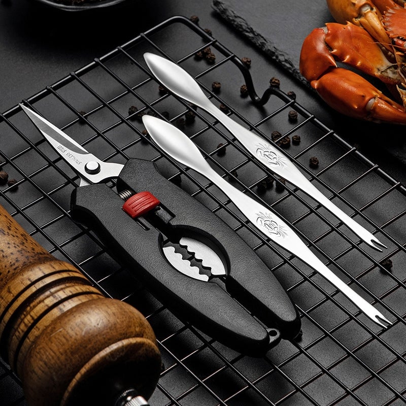 Crab Tool 304 Stainless Steel Crab Fork Crab Scissors Crab Needle,Style: 4 Fork 1 Knife - Image 4