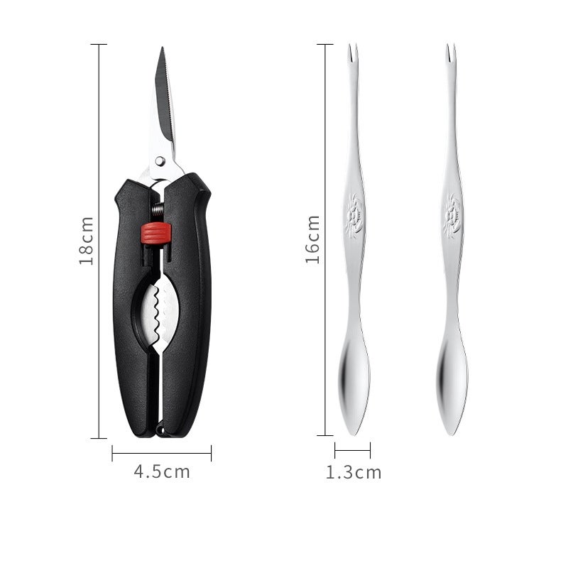 Crab Tool 304 Stainless Steel Crab Fork Crab Scissors Crab Needle,Style: 4 Fork 1 Knife - Image 2