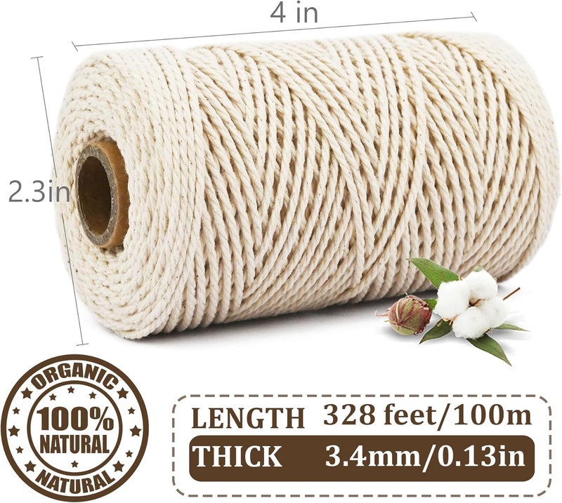 Leecogo Cotton Butchers Twine, 2mm Thick, 328 Feet, Natural Unbleached for Cooking, Gardening and Crafts - Image 2