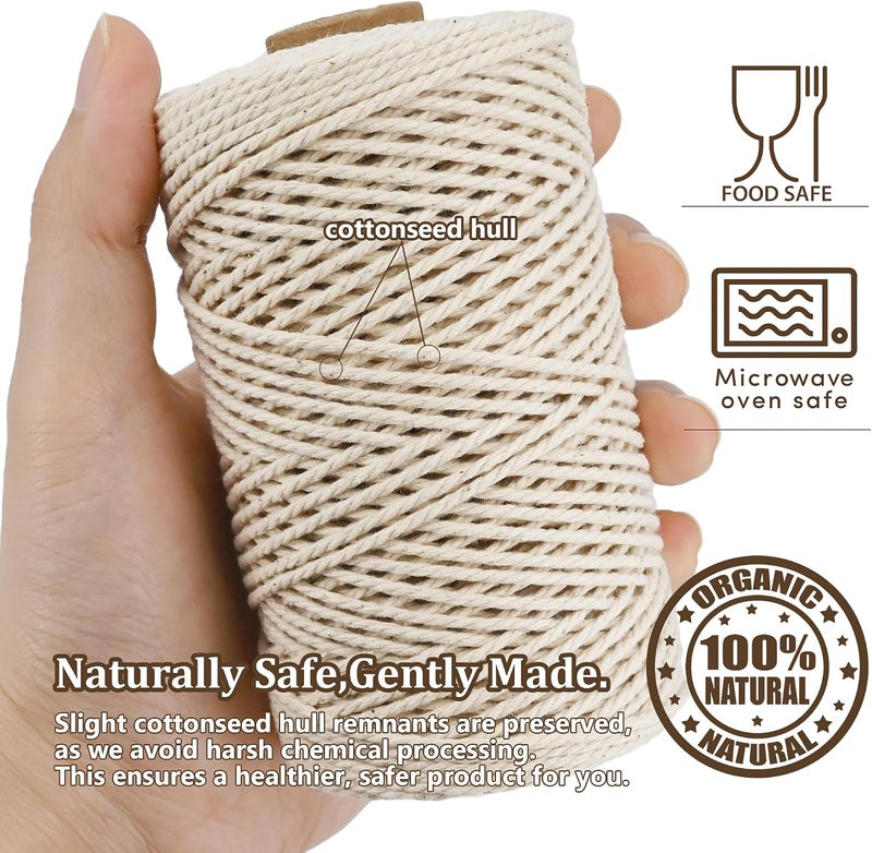 Leecogo Cotton Butchers Twine, 2mm Thick, 328 Feet, Natural Unbleached for Cooking, Gardening and Crafts - Image 4