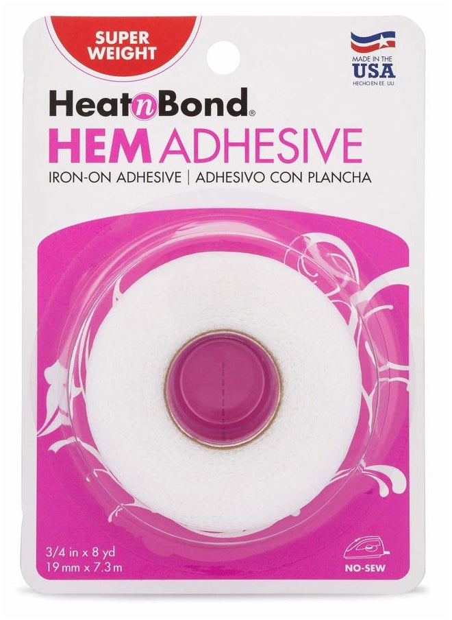 HeatnBond Hem Iron-On Adhesive, Super Weight, 3/4 Inch x 8 Yards, White  - Image 1