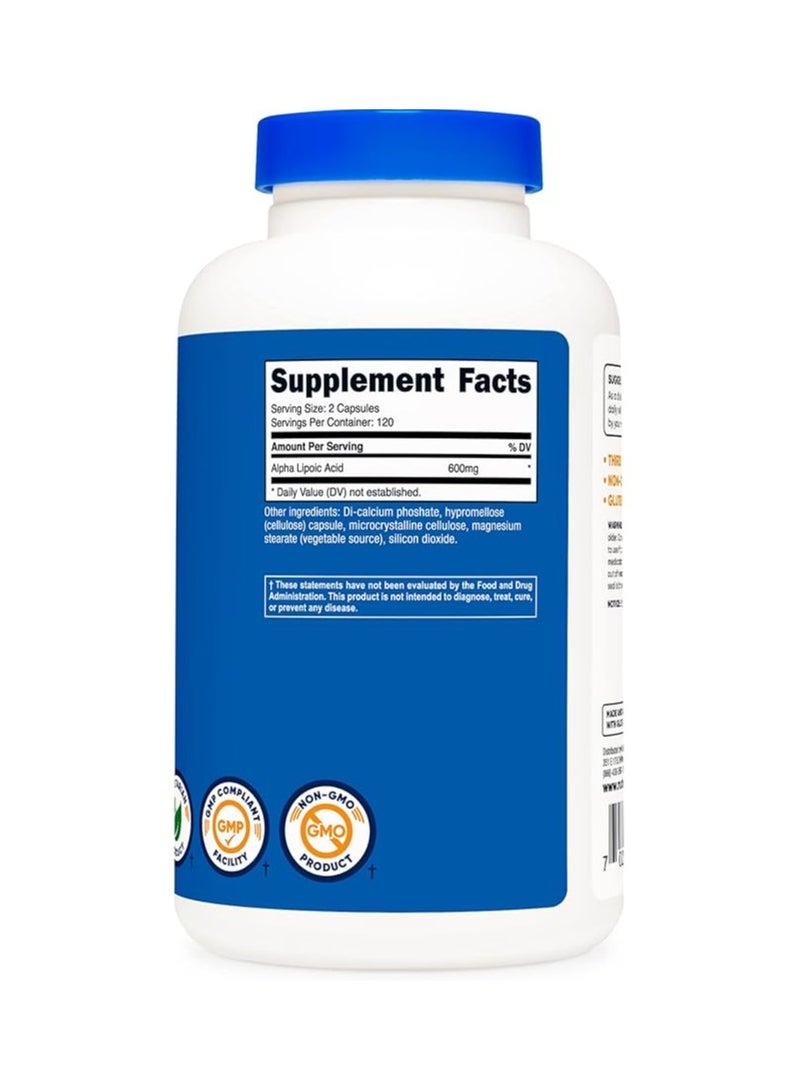 حمض ألفا ليبويك من نيوتريكوست، 600 ملجم، 240 كبسولة نباتية - خالية من الجلوتين والصويا وغير معدلة وراثيًا، 120 وجبة (زجاجتان) - Image 4