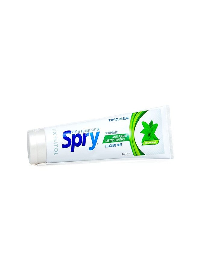 Spry Natural Xylitol Toothpaste 5oz for Adults and Kids - Fluoride Free, Gentle for Sensitive Teeth Whitening and Remineralizing, Breath Freshening, Mouth Moisturizing, Spearmint (Pack of 2 - Image 4