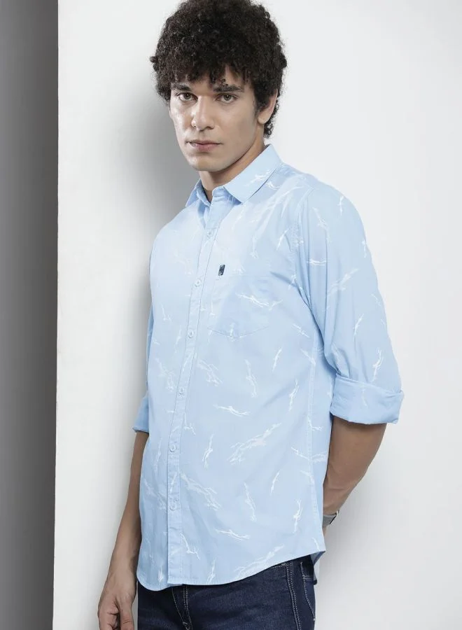 شركة المرآب الهندية Men Regular Fit Abstract Printed Full Sleeves Cutaway Collar Casual Shirt