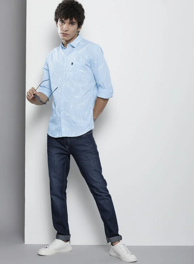 شركة المرآب الهندية Men Regular Fit Abstract Printed Full Sleeves Cutaway Collar Casual Shirt