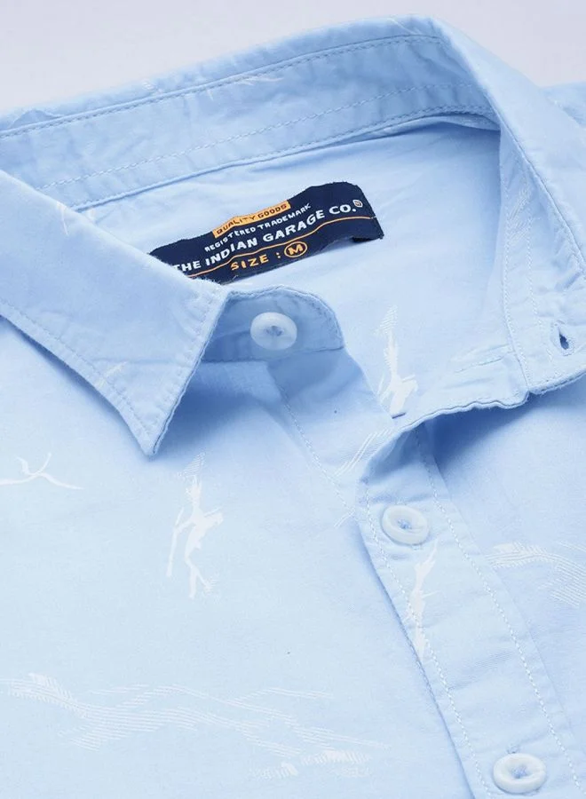 شركة المرآب الهندية Men Regular Fit Abstract Printed Full Sleeves Cutaway Collar Casual Shirt