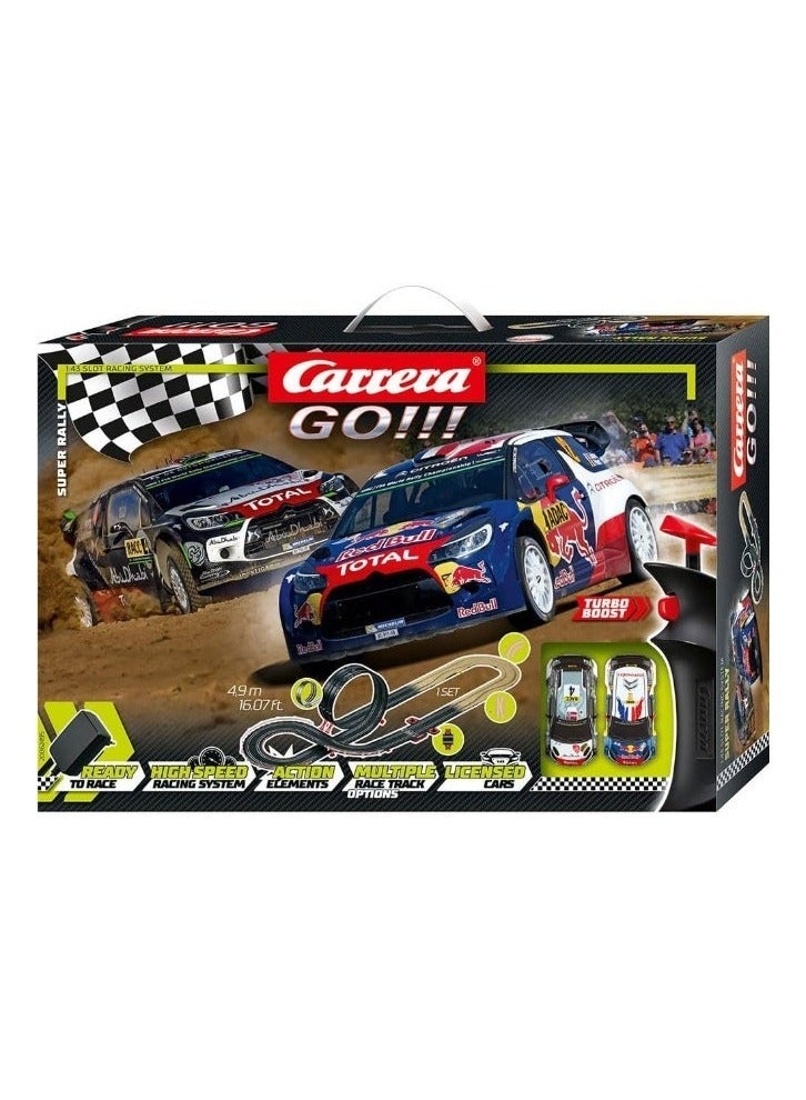Carrera GO!!! Super Rally Slot Car Racing Track Set (4.9m) I 1:43 Scale I Includes 2 Cars & 2 Turbo Controllers I For Ages 6+ - Image 1