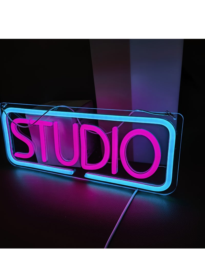 XiuWoo LED Neon Sign, USB Powered Wall Hanging Light Up Lettering For Recording Room, Music Studio, Streaming, Party, Club, Podcast Wall Decor Gift - Image 2