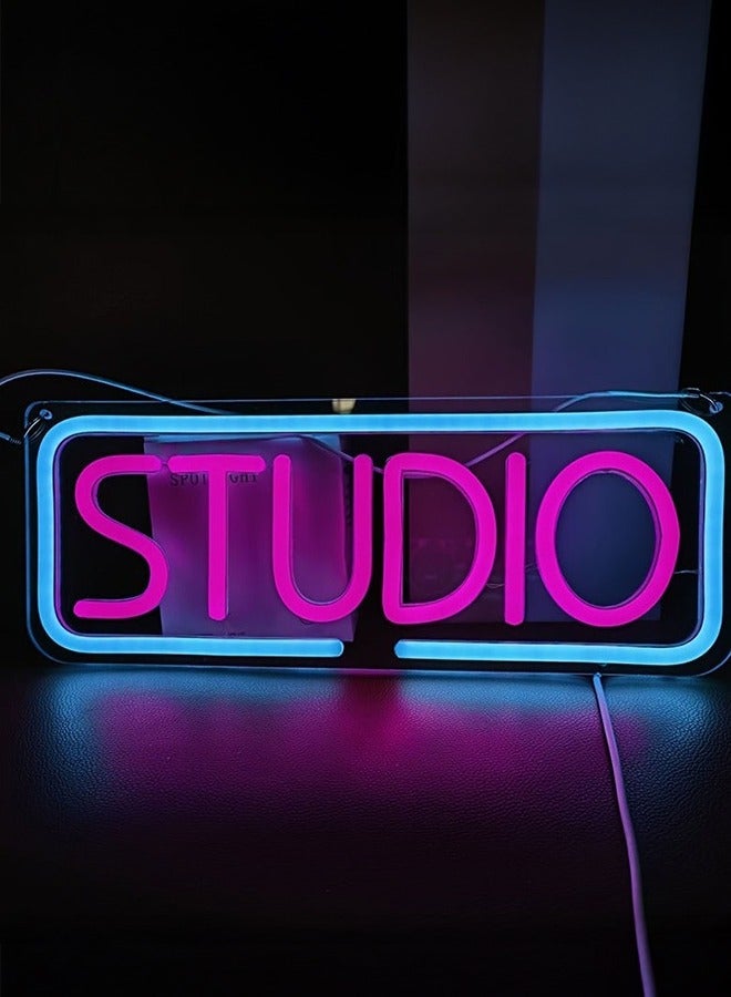 XiuWoo LED Neon Sign, USB Powered Wall Hanging Light Up Lettering For Recording Room, Music Studio, Streaming, Party, Club, Podcast Wall Decor Gift - Image 1