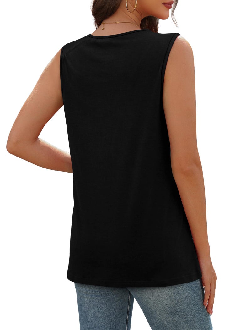 Sampeel Summer Tops for Women Black Button Down Tank Top Spring Tops Basic V Neck Tops Sleeveless T Shirts Fashion Beach Vacation Clothes L 2026 - Image 5
