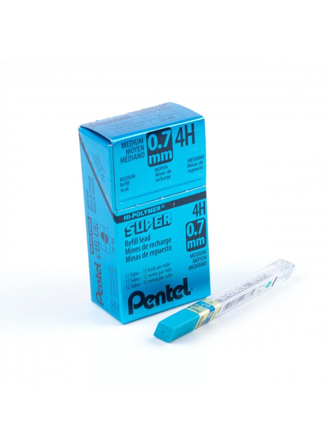Pentel Super Hi-Polymer Lead Refill, 0.7mm Medium, 4H, 144 Pieces of Lead (50-4H),Gray - Image 1