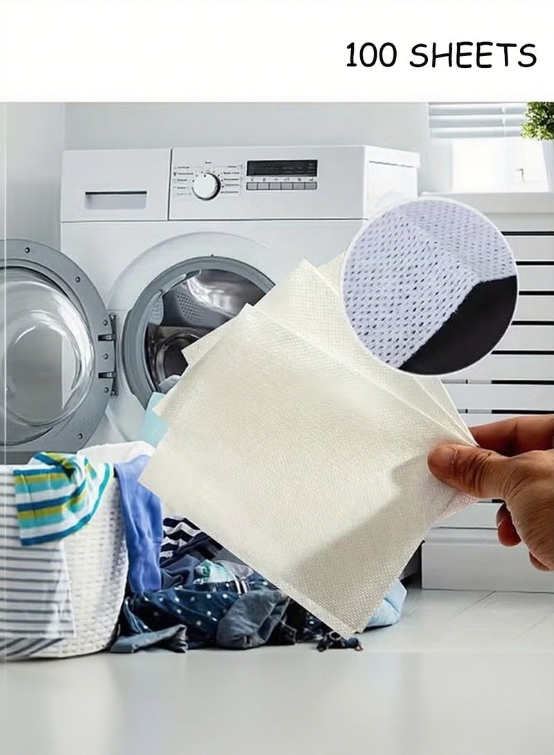 Clothing Dyeing Adsorption Sheet Laundry Color And Dirt Catcher Anti-Stain Sheets Collect anti-staining, suitable for a variety of washing machines, keep clothes bright and long-lasting, energy-saving, time-saving and convenient, prevent color mixing, fragrance-free - 100 sheets/pack - Image 1