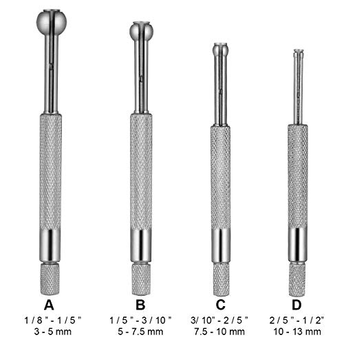 UKCOCO 4pcs Small Hole Gauge Set Telescoping Full Round Spherical Shaped Hardened Bore Gauge - Image 3