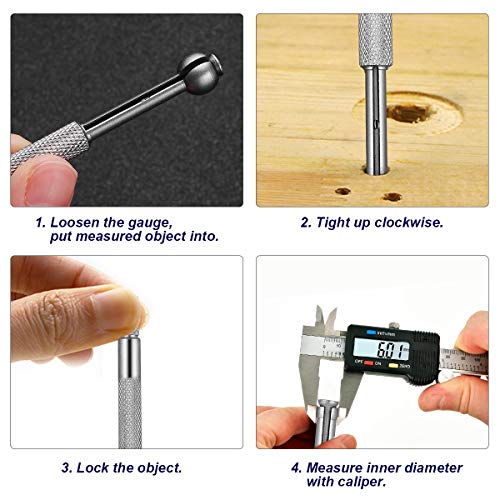 UKCOCO 4pcs Small Hole Gauge Set Telescoping Full Round Spherical Shaped Hardened Bore Gauge - Image 4