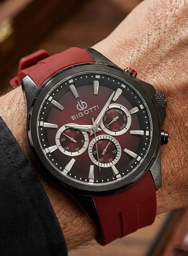 Bigotti Milano Bigotti - Raffinato Men Watch | Silicone BandBrass Case | Analog | Round Dial | Mineral Glass | Japanese Quartz | Water Resistant 50 Meters
