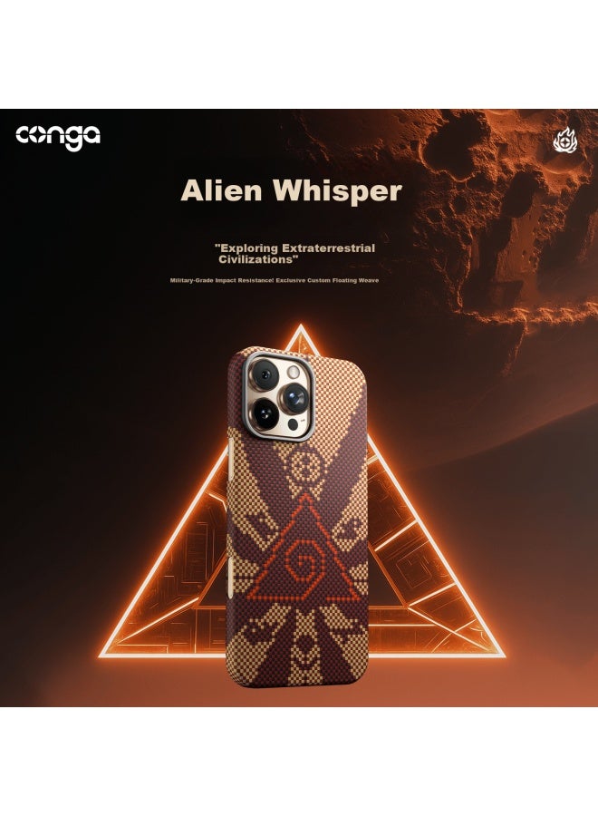 Conga Apple Iphone 16 Pro Case Kevlar Aramid Fiber Full Coverage Ultra-thin Shockproof Alien Whisper Magnetic Metal Ring