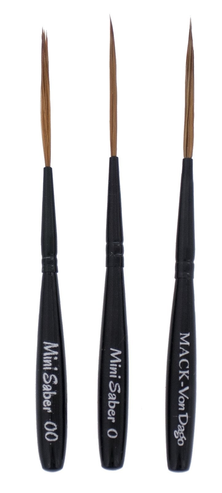 Mack Brush Andrew Mack Brush AMVD-MS-Set Von Dago Mini Saber Set of 3 Pinstriping Brushes Sizes 00-1 - Image 5
