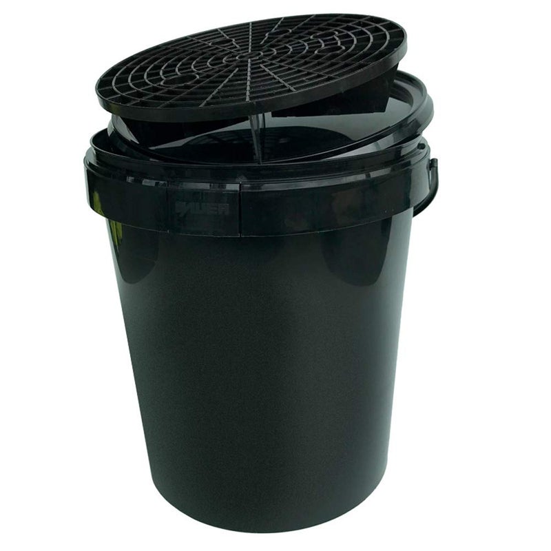 Generic AUTO-STYLE Car wash bucket 15L Black Cover Grit guard 