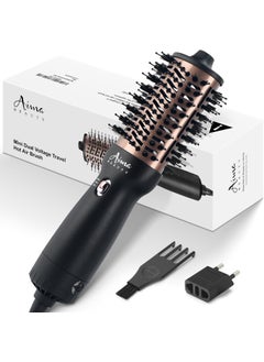 Aima Beauty Aima Beauty 4 in 1 Worldwide Travel Hot Air Brush Dual Voltage Blowout Brush Oval Shape One Step Hair Volumizer Straightener Blow Dryer Brush Negative Ionic Lock Moisture Gift 360 Swivel Cord Black 