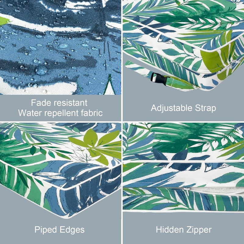 LVTXIII Patio Chair Cushions 19"x19"x3", Water-Repellent Outdoor Seat Cushions for Patio Furniture, Square Chair Pads with Ties for Home Garden Decoration, Set of 2, Islamorada Blue Green - Image 4