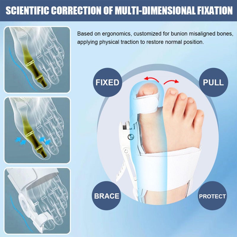 Fittakan Recovist Bunion Corrector for Women & Men- Upgraded Tailors Big Toe Straightener Orthopedic Bunions Splint for Hallux Valgus Pain Relief Hammer Toe Straightener Left/Right Feet- 2PC Grey - Image 2