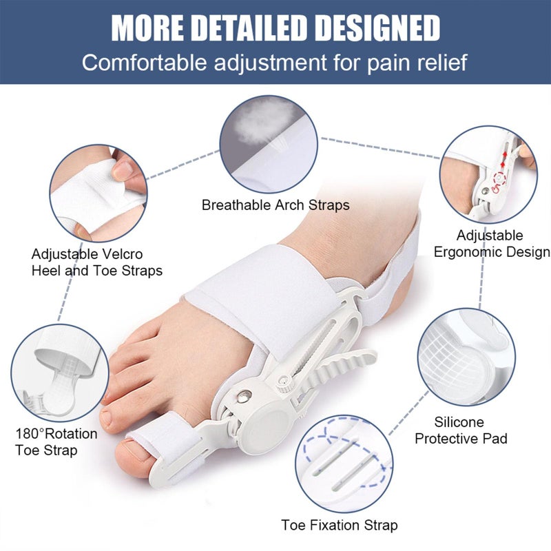Fittakan Recovist Bunion Corrector for Women & Men- Upgraded Tailors Big Toe Straightener Orthopedic Bunions Splint for Hallux Valgus Pain Relief Hammer Toe Straightener Left/Right Feet- 2PC Grey - Image 4