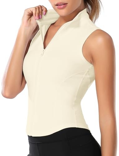 FEOYA Womens Yoga Fitness Workout Sleeveless Shirt Full Zip Up Running Tank Top Athletic Sports Vest Quick Dry Bodycon Shirt Jacket Tracksuit Vest - Image 1