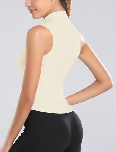 FEOYA Womens Yoga Fitness Workout Sleeveless Shirt Full Zip Up Running Tank Top Athletic Sports Vest Quick Dry Bodycon Shirt Jacket Tracksuit Vest - Image 3
