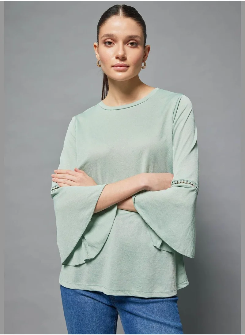 ديفاكتو Woman Crew Neck Knitted Long Sleeve T-Shirt