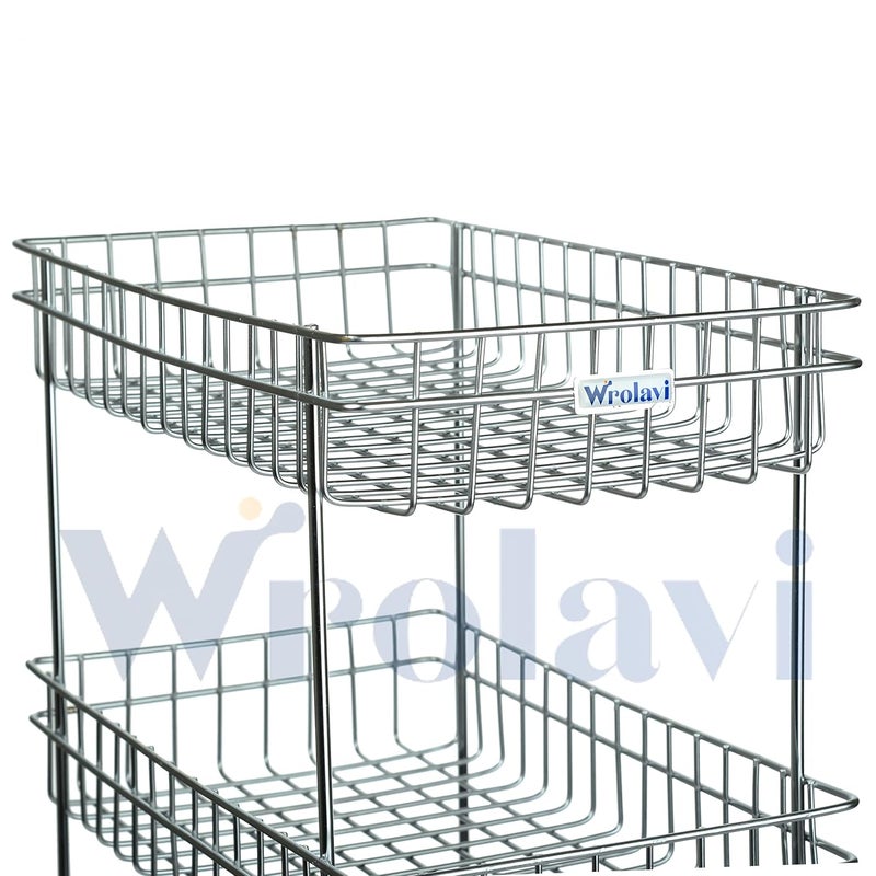 ZINBELL Four Layer Kitchen Trolly Multipurpose Stainless Steel Portable Storage Floor Standing Or Tabletop RackTrolley With Wheels For Kitchen Storage Tiered Shelf 4 Shelf Trolley - Image 3