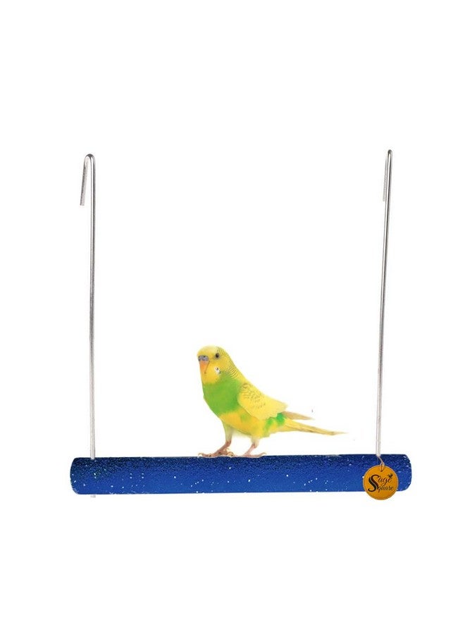 سايج سكوير أرجوحة رملية خشبية طبيعية مرحة مع منصة تعليق على القفص، للتسلق، وممارسة التمارين للطيور (صغيرة) - Image 2