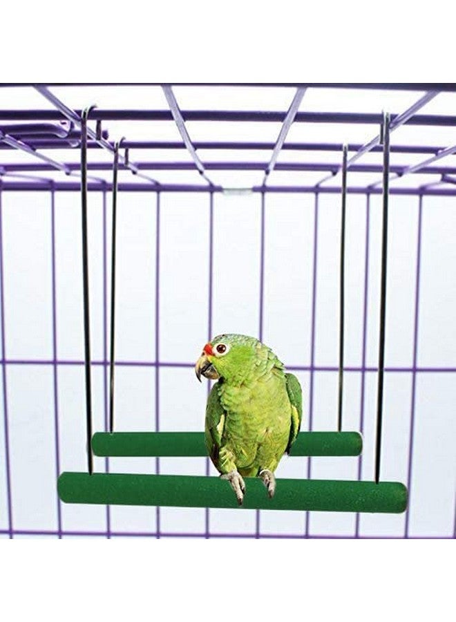 سايج سكوير أرجوحة رملية خشبية طبيعية مرحة مع منصة تعليق على القفص، للتسلق، وممارسة التمارين للطيور (صغيرة) - Image 4