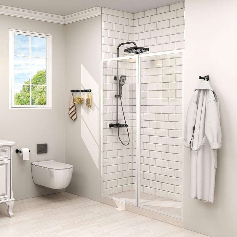 Angle Simple Double Towel Hook, Stainless Steel Bathroom Hand Towel Holder, Coat Hook for Wall, Matte Black - Image 2