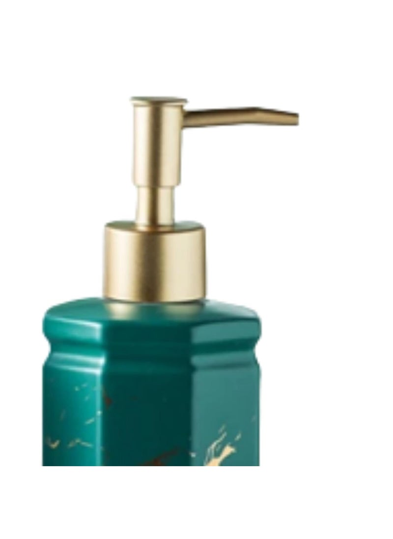 FabSeasons - FabSeasons Octagon Shaped Soap Dispenser with Pump, Italian Marble Pattern Dispensar Bottle for Liquid soap, Homemade Lotions and Essential Oil Green - Image 1