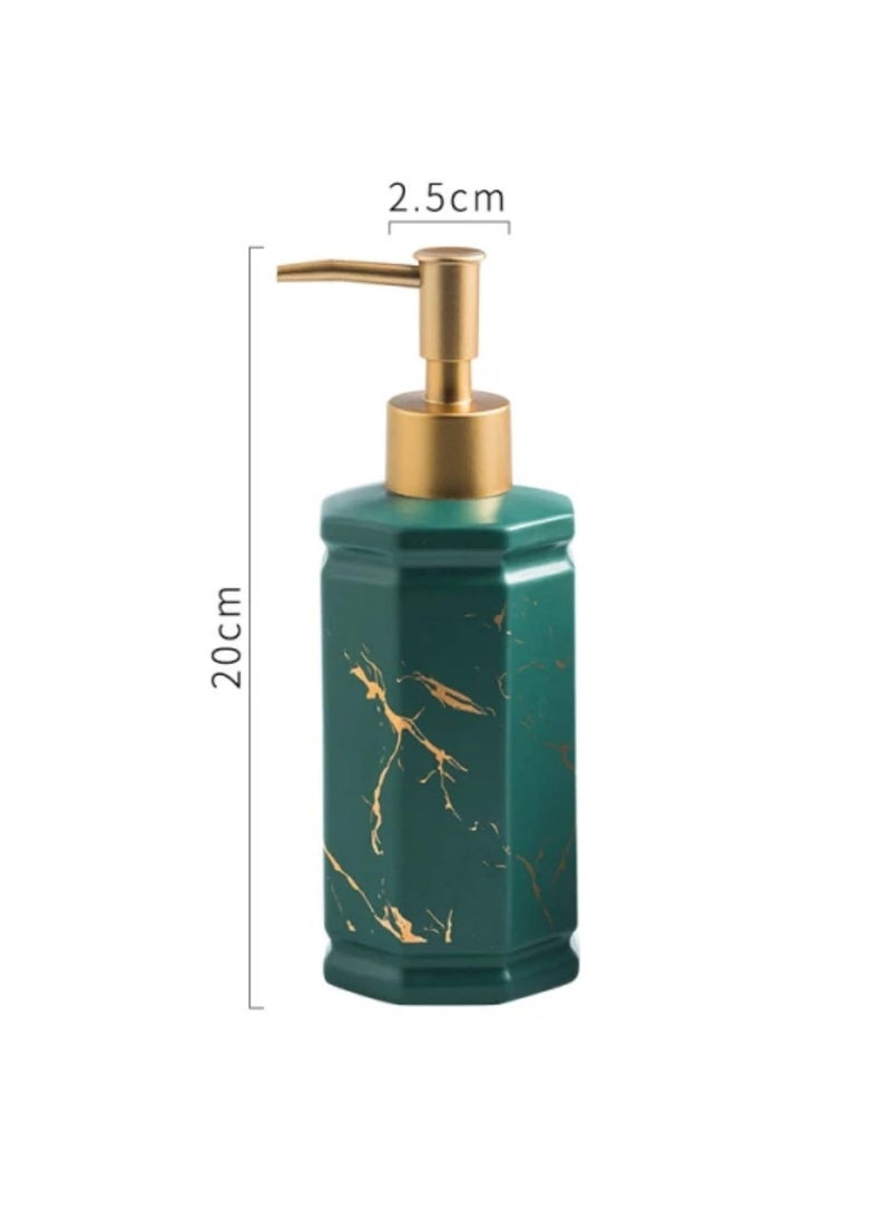 FabSeasons - FabSeasons Octagon Shaped Soap Dispenser with Pump, Italian Marble Pattern Dispensar Bottle for Liquid soap, Homemade Lotions and Essential Oil Green - Image 1