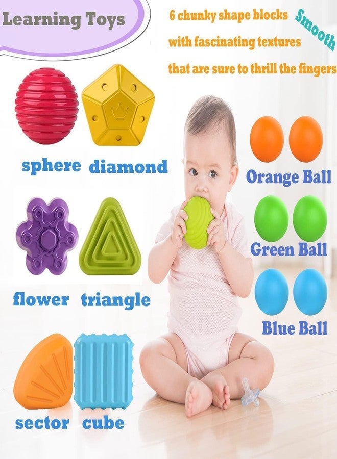 Dorytoys Dorytoy Montessori Sensory Shape Toys for Toddlers 1-3 Years Textured Tactile Blocks & Balls Set Early Learning Shape Recognition Toy for Babies Soft Grip Sensory Development Educational Toy for Kids - Image 5
