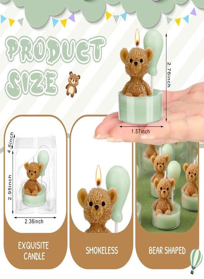 MTLEE 20 Set Bear Baby Shower Candles Favors for Guests, Soy Wax Bear with Balloon Shaped Candles Bulk for Boys Girls Gender Reveal Baby Shower Party Return Gifts(Sage Green) - Image 2